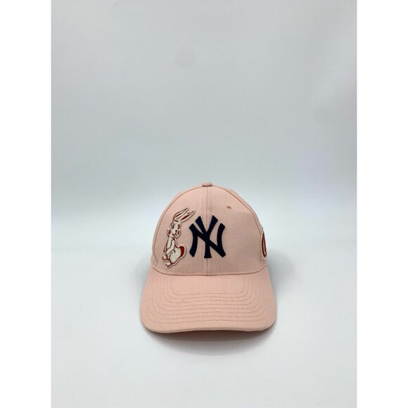 Gucci X MLB NY Yankees Pink Embroidered Rabbit Baseball Cap Adjustable